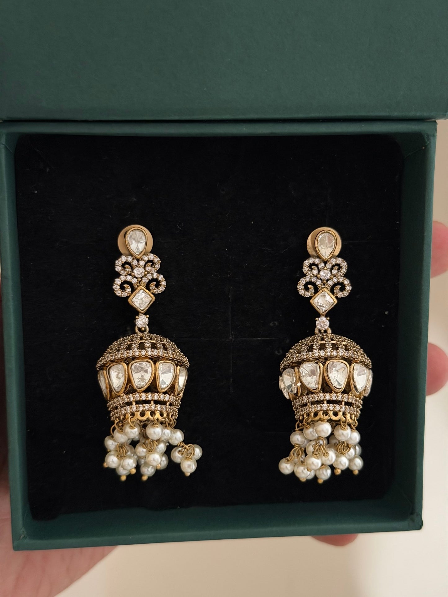 Victorian Moissonite Crescent Jhumka