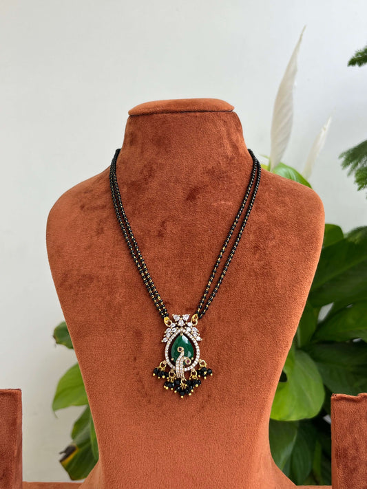 Medium Length AD Studded Mangalsutra – Available in Green & Mint Variants
