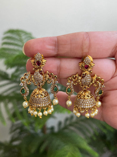 Mystical Peacock Jhumka Earrings