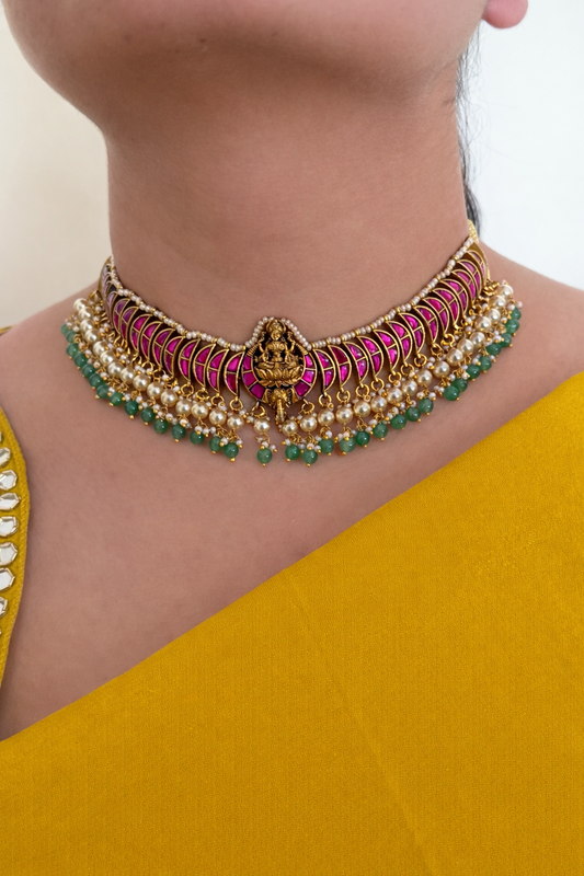 Lakshmi Jadau Kundan Arc Choker Necklace