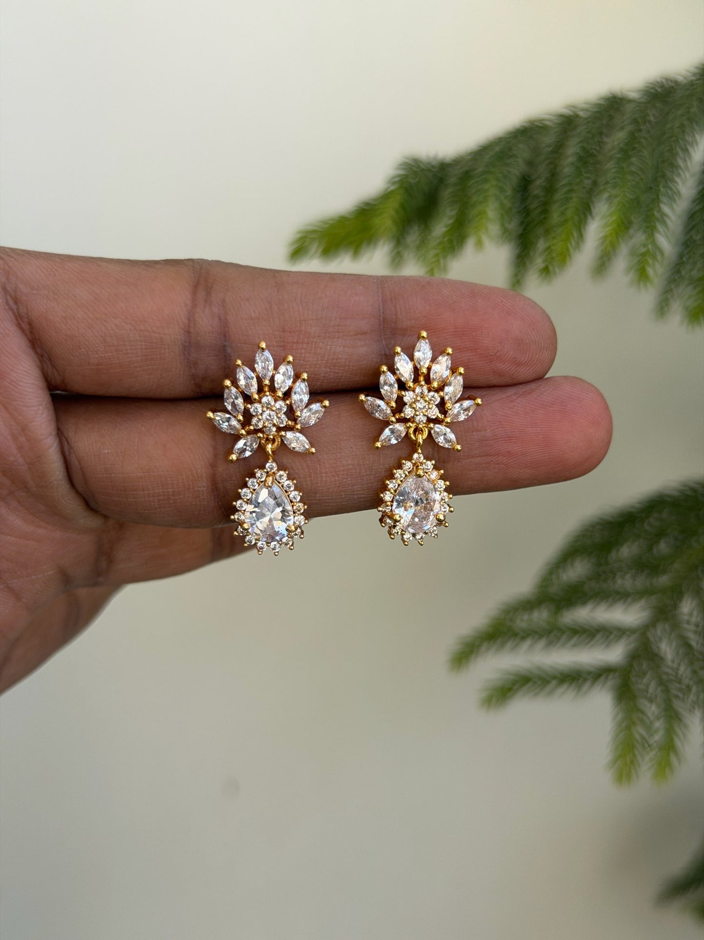 Floral Gold Look-Alike Dangler Earrings