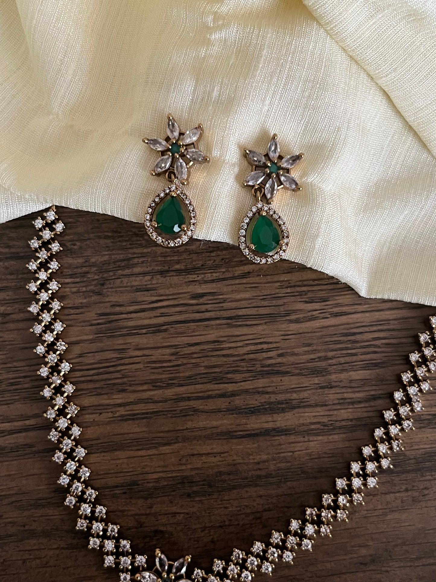 AD Drop Pendant Necklace Set – Sleek Design with Earrings | Party & Gift