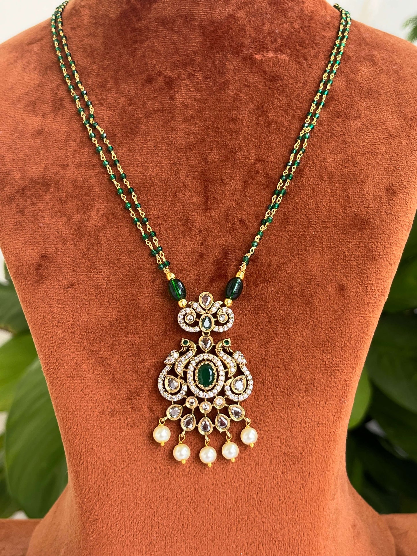 Kundan & Pearl Studded Haram Necklace with Jhumka Earrings – Green & Mint Variants