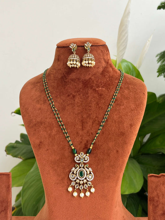 Kundan & Pearl Studded Haram Necklace with Jhumka Earrings – Green & Mint Variants