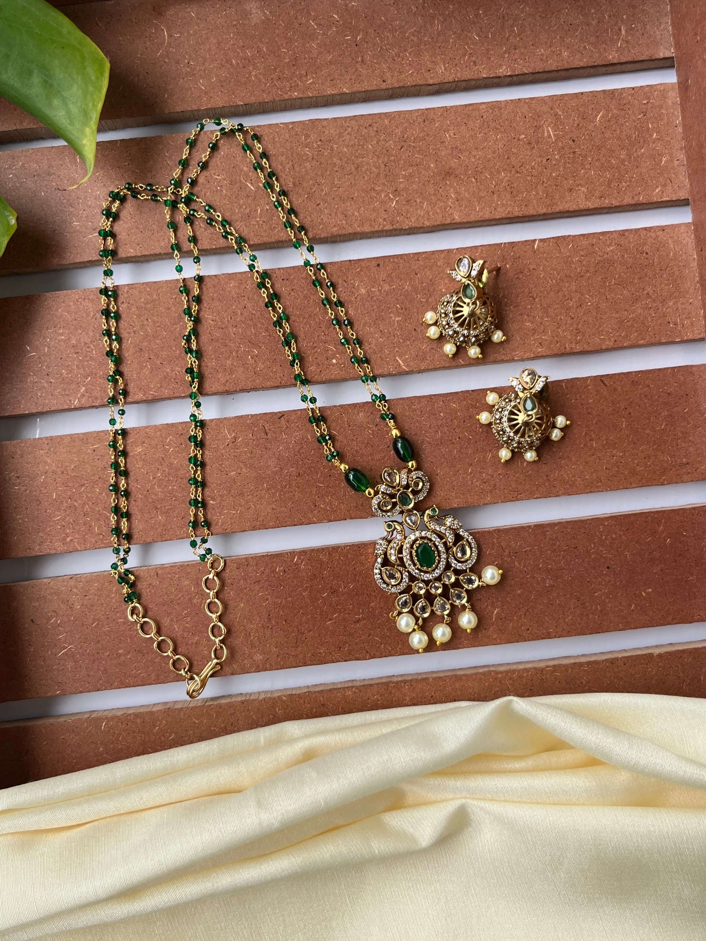 Kundan & Pearl Studded Haram Necklace with Jhumka Earrings – Green & Mint Variants
