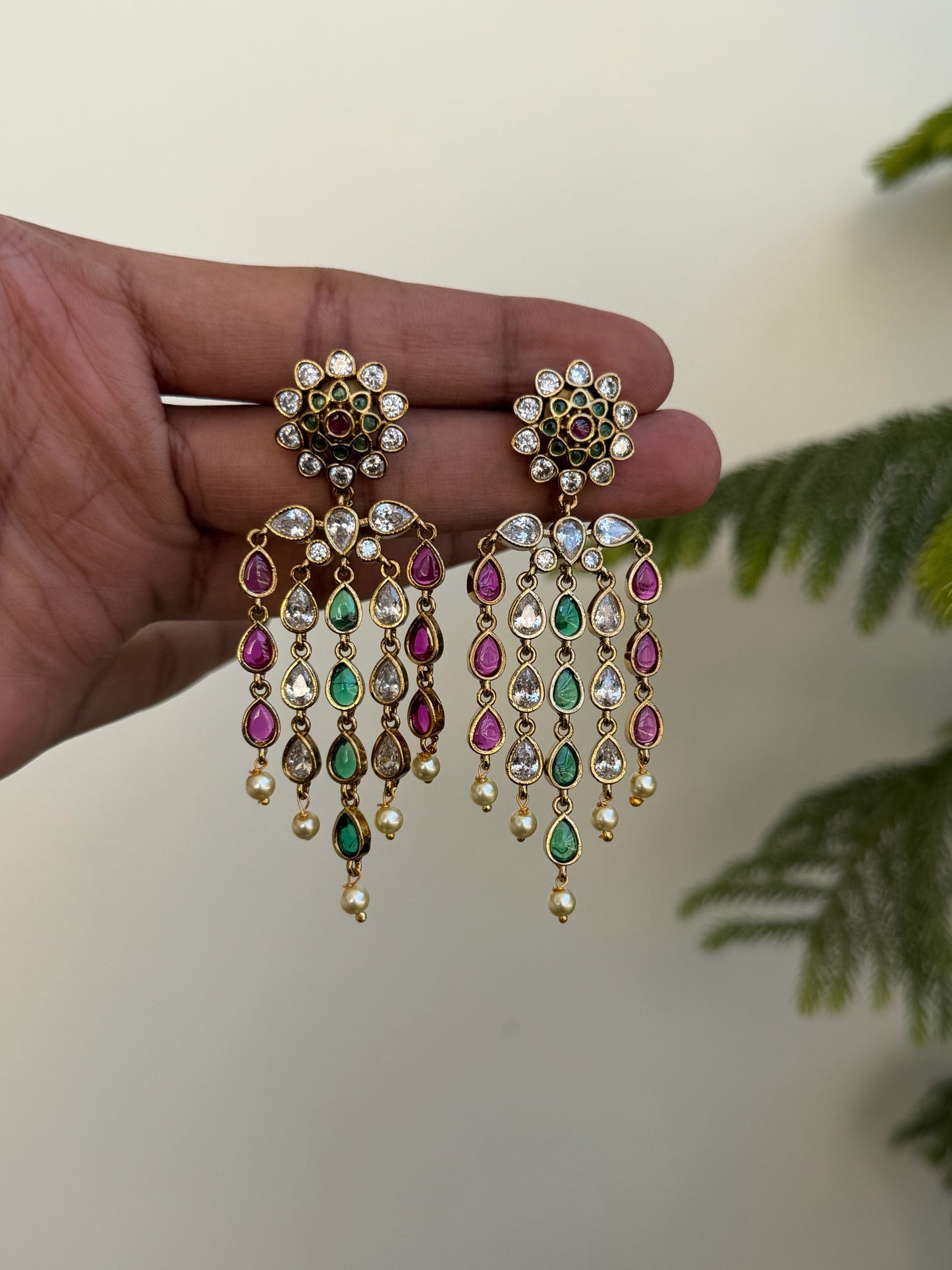 Elegant Diamond Teardrop Chandelier Earrings