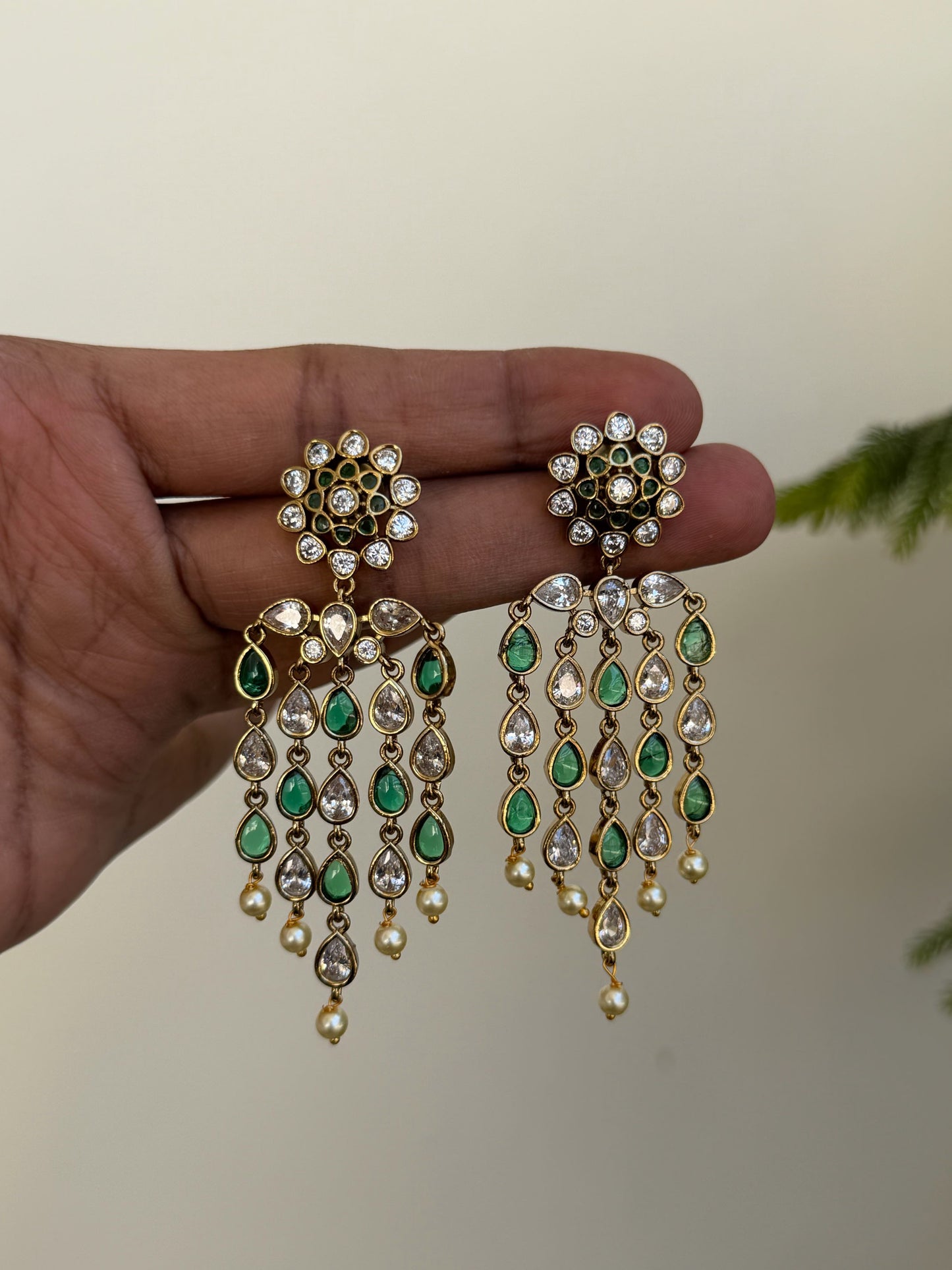 Elegant Diamond Teardrop Chandelier Earrings
