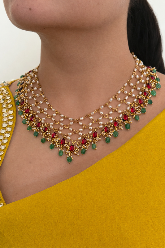 Jadau Kundan Pearl Multi-Strand Necklace