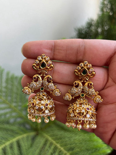Studded Peacock motif Jhumka