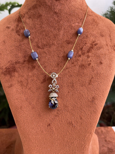 Purple Floral Pendant Invisible Chain